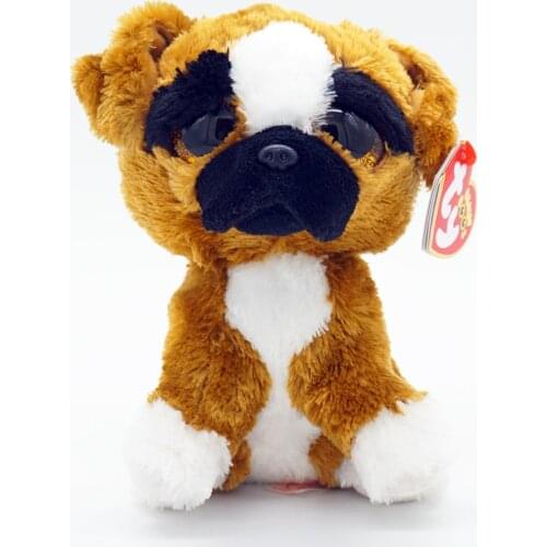 Ty Cute Animal Doll Brown Pug Dog Saint Bernard Soft Puppy Toy Birthday Christmas Gift For Children Bedside Decoration 15CM