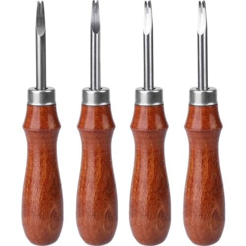 MIUSIE 4 Pcs Leather Edge Beveler Sharpener Knife Cutting Craft Leather Edge Cutter Trimmer Skiving Tool For DIY Carving