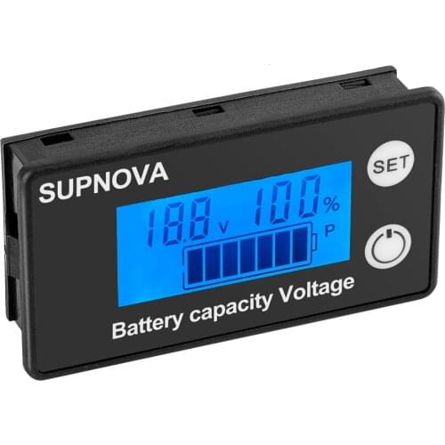 Battery Capacity Voltage Monitor Lithium Lead-acid Lithium-Iron Tester DC 8-100V For Motorcycle E-Bike Voltmeter
