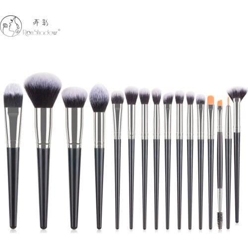 Ronshadow 16 Professional Makeup Brushes Set Black & Brown Foundation Eyeshadow Make Up Brushes of Cosmetic Tools