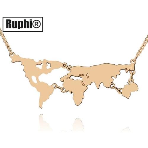 New Custom Design wholesale stainless steel world map pendants Choker necklace fashion jewelry for Ladies