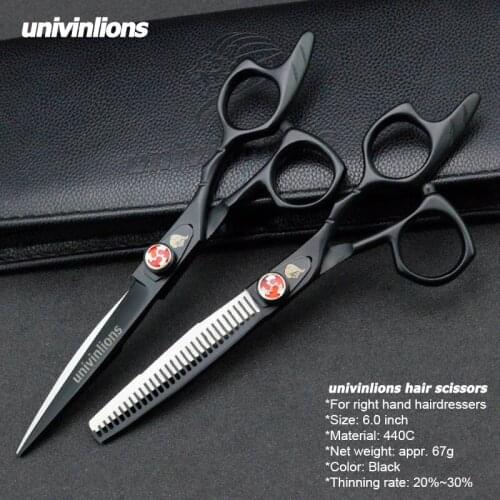Univinlions 6" thinning scissors barber shears professional hairdressing scissors hair clipper kit japan 440C haircut scissors