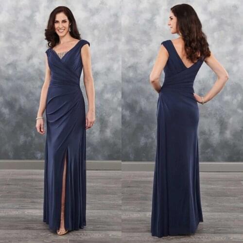 2019 Fashion Mother of the Bride Dresses V-Neck Backless Side Split Evening Gowns Custom Made Formal Wedding Guest Dresses