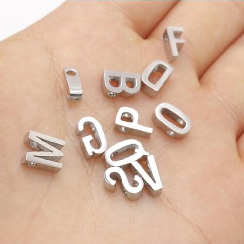 Jisensp Unique Design Name Jewelry Letters Charms Stainless Steel 26 Letter Pendants Gold Charms Used for DIY Jewelry Making