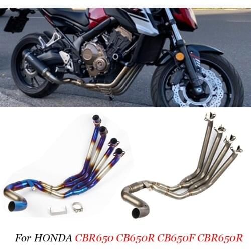 Full Systems Motorcycle Exhaust Muffler Slip on Front Pipe Modified Half Blue Motorcross For HONDA CBR650 CB650R CB650F CBR650R