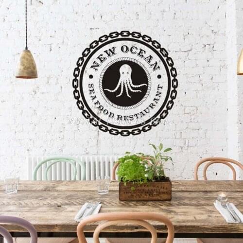 Seafood Restaurant Decor Octopus Vinyl Wall Decal Kitchen Dining Room Sticker Bar Drink Art Sticker