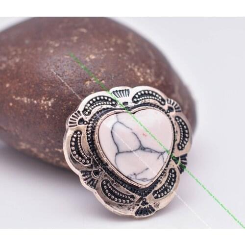 10X Silver Indian Flower Vintage White Love Heart Turquoise Leathercraft Accessories Handbag Sewing Shank Button Concho Closure