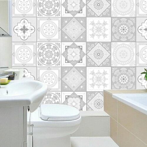 GREY Floor Tiles Diagonal Wall Stickers Desk Wardrobe Decoration Art Mural Bathroom Waist Line Wall Decals H1110