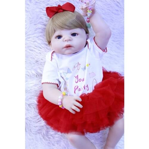 55cm Full Silicone Reborn Girl Baby Doll Toys Like Real Newborn Princess Babies Doll Birthday Gift Girls Bonecas Bathe Toy