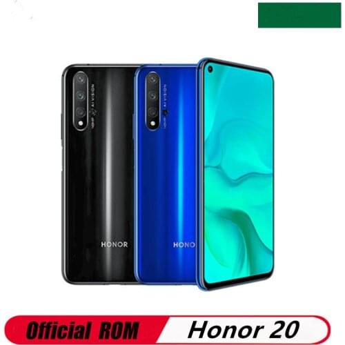 Stock Honor 20 4G LTE Cell Phone 8GB RAM 256GB ROM Kirin 980 Fingerprint 6.26" Full Screen 48.0MP 5 Cameras Android 9.0 GPS
