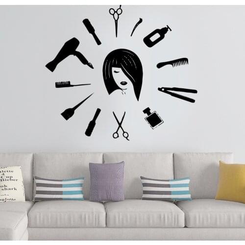 Modern Hair Cut Pvc Wall Art Stickers Modern Fashion Wallsticker For Beauty Salon Wall Decal Vinyl Mural Removable Wall Sticker