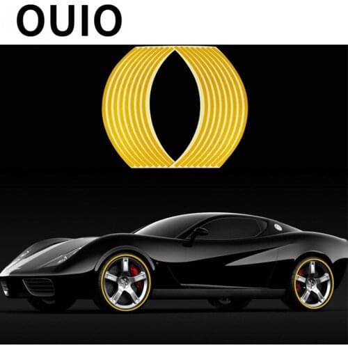 OUIO 1set Car Wheel Tire Reflective Rim Tape Stickers For Ford Focus 2 3 VW Passat B6 B5 B7 T4 Skoda Rapid Fabia Octavia A5 A7