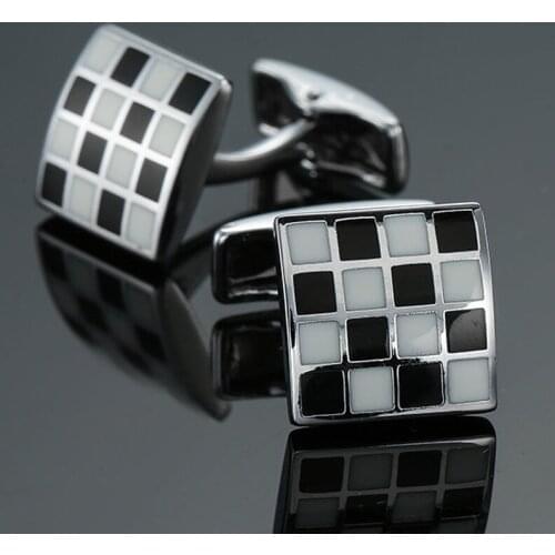 High quality mens shirt cuff links fashion classic jewelry brand lattice cuff links lawyer business shirt badge pin gift