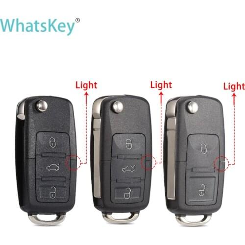 WhatsKey 2 3 buttons Flip Folding Remote Car Key Shell Case For VW/Volkswagen Golf Polo Passat B5 Bora MK4 Seat Skoda HU66 Blade