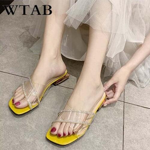 WTAB new fashion summer women slippers 2019 slides femme mules women shoes Transparent chanclas mujer women slippers claquette