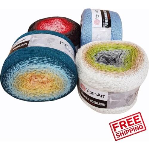 Yarnart Flowers Moonlight Silvery Cake Yarn 260gr 1000m Knitting Crochet Winter Beanie Shawl Cowl Scarf Women DIY Fantasy Lurex