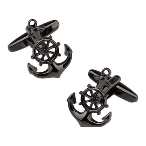 IGame New Arrival Anchor Cuff Links Gunblack Color Rudder Design Quality Brass Material Mens Cufflinks Free Shipping
