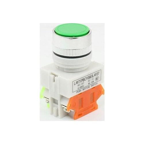 Green Latching Self Locking Latching Push Button Switch DPST 660V 10A
