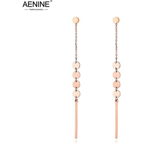 AENINE Bohemia Stainless Steel Smiling Face Tassel Drop Earrings Jewelry Trendy OL Style Dangle Earring For Women Girls AE19094