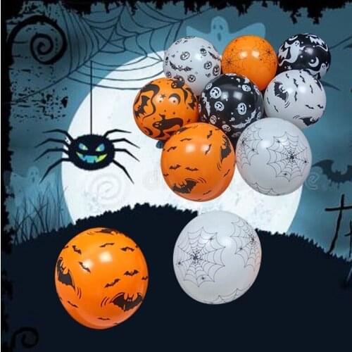 10PCS Halloween Black Latex Balloon Pumpkin Skeleton Halloween Party Decoration Helium Balloon Childrens Toy Party Decoration