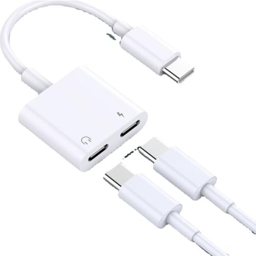 Type-c Port Adapter Cable Dual Type-c Flat Port for OPPO Huawei Vivo and Xiaomi Listening To Songs and Charging Combo