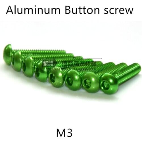 20pcs M3*5/6/8/10/12/14/16mm Green Aluminum Hex socket button head cap screw for RC Model screws