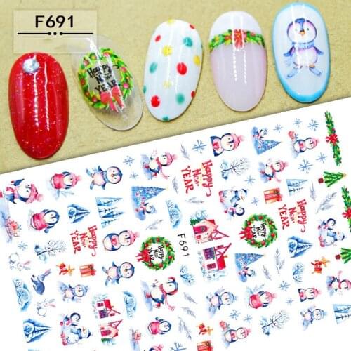 3D Nail Sticker Decals Self-adhesive Design Stickers for Nails Cartoons Snowman Grass Stickers for Manicure Nail Art Decoration