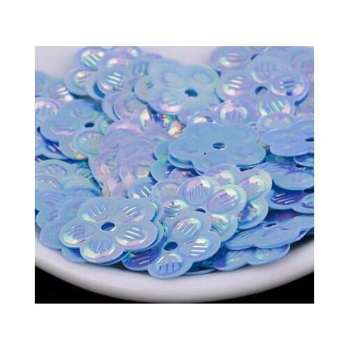 500pcs 13mm Flower Sequins With 1 Center Hole Plum Blossom Sewing,Wedding Craft,Kids DIY Garment Accessories Blue Spangles