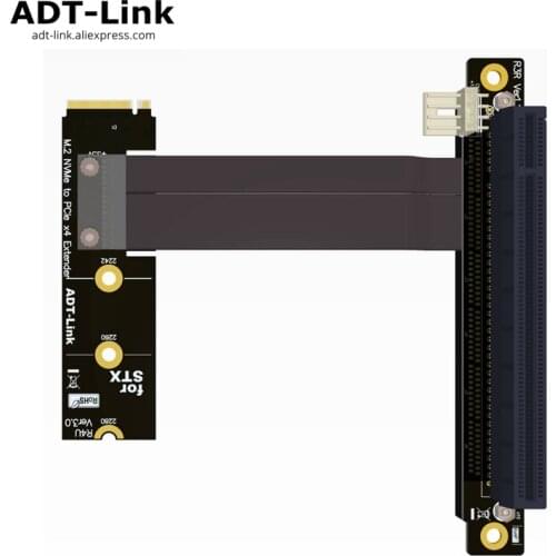 M.2 NVMe M Key to PCIe x4 x16 Extender Adapter 90 Degree Angled For STX Motherboard Graphics Card Extension adt-link