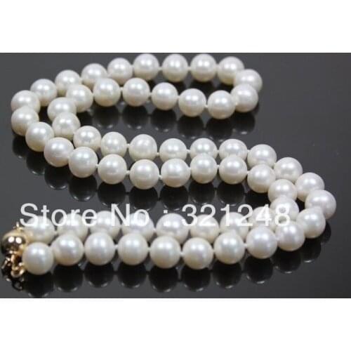 Free shipping 7-8mm natural white cultured freshwater pearl beads necklace for women hot sale choker chain jewelry 18" GE4509