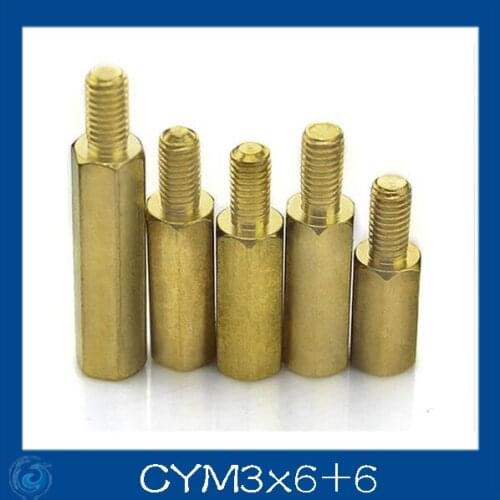 Free shipping M3*6+6mm Column M3 Single head angle of six pillars/Brass screw/Six angle separation column/M3-Series Screw cap