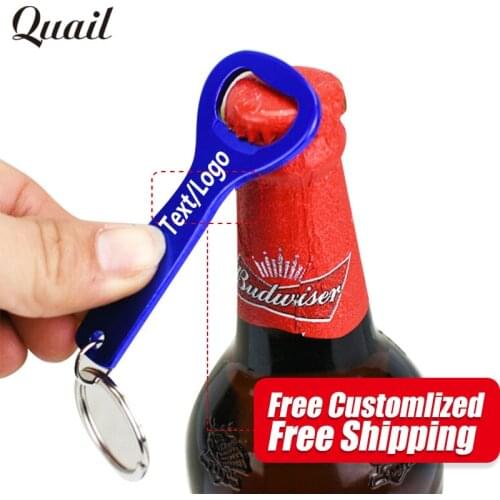 Quail Free Customlized Logo/Text Keychain Beer Opener Travel Outdoor Picnic Jar Opener Dinner Party Bar Tools As Special Gifts