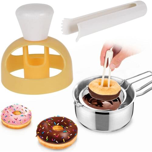 Large Doughnut Mold with Dipping Forceps Round Cake Mold Doughnut Makers Cooking Tools Kitchen Accessories Donut Maker