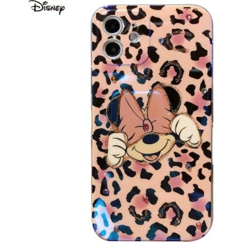 Disney 2021 Minnie Leopard Print Fine Hole IMD Phone Case for iPhone 12 11 Pro Max 7 8 Plus X XR XS Cover