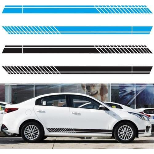 1 Pair Long Stripe Car Stickers PVC Waterproof Bright Color Auto Side Skirt Body Styling Decals Decorative Accessories