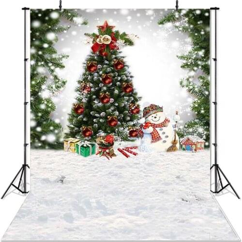 Christmas Photography Background Christmas Tree Snowman Children Party Bokeh Backdrop Decoration Props Banner For Photo Studio