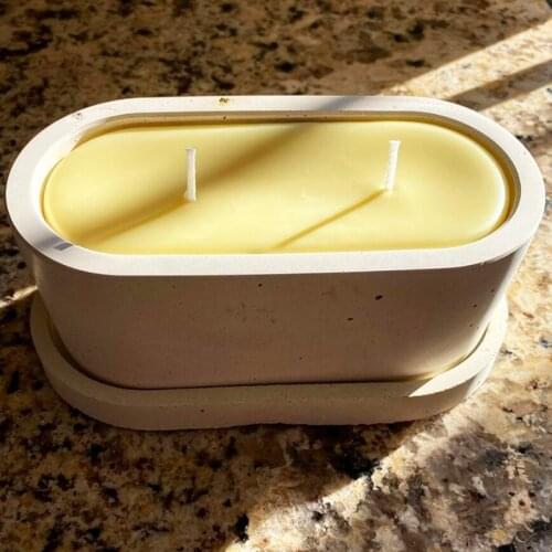 Candle Cup Concrete Silicone Mold Oval Cement Candle Vessel Mold Spherical Candlestick Concrete tray Mold Industrial style