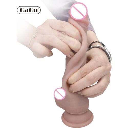 GaGu Simulation Dildo Realistic Sliding Foreskin G spot Stimulate Soft Silicone Penis Soft Huge Big Dick Suction Cup Sex Toys