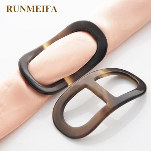 RUNMEIFA Jewel The Cylinder Ring H Letter Shaped Silk Scarf Ring Natural Ox Horn Scarf Buckle Environmental Material Buckle