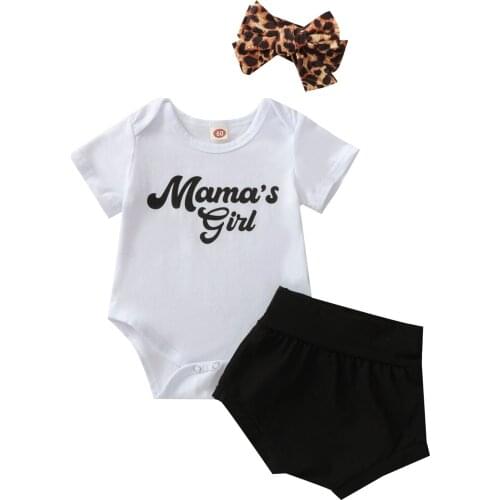 Citgeett Summer Infant Baby Girls Clothes Set White Short Sleeve Romper High Waist Shorts and Headdress Clothing