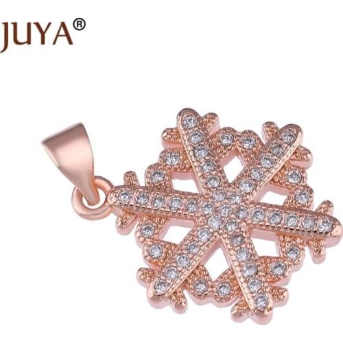 Copper Zircon Jewellery Making Supplies Snowflake Charm Pendant Findings Christmas Crafts Jewelry Making Accessories bedels
