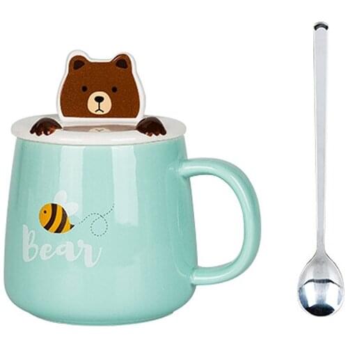 Cute Creative Coffee Mug Girl Cartoon with Lid Ceramic Mug with Handle Modern Tazas De Ceramica Student Milk Cat Mug Gift Box