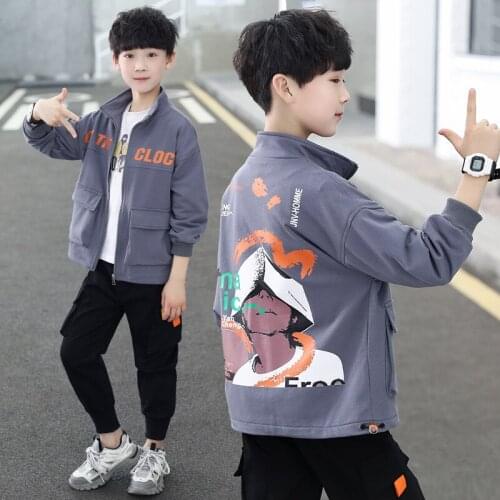 Fashion Spring Autumn Boy Coat Overcoat Top Kids Costume Teenage Gift Children Clothes High Quality Plus Size