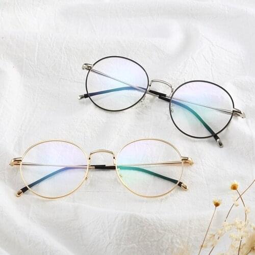 Fashion Vintage Retro Decorative Glasses Round Spectacle Frame Spectacle Frame Flat Mirror Glasses Frame Frame Metal Eye Glasses
