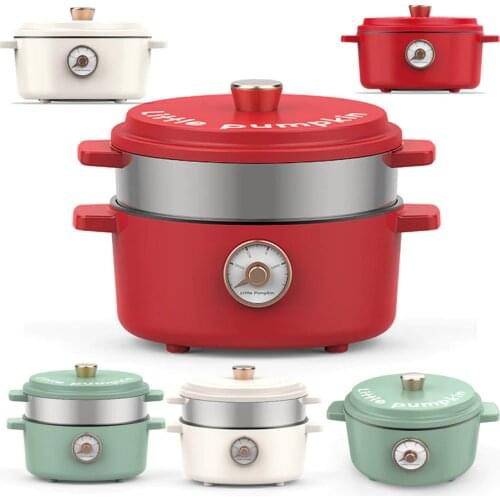 220V Multicooker Electric Hot Pot Wok Slow Cooker Non-stick Frying Pan Steaming Cooking Integrated Pot Dormitory Rice Cooker 1KW