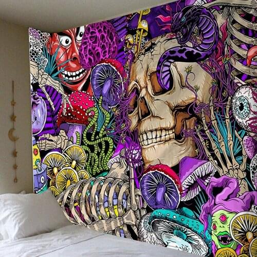 Wall Tapestry Cartoon Mushroom Patterns Decorative Cloth Hanging Carpet Indoor Decorations for Bedroom Home Living Room Office