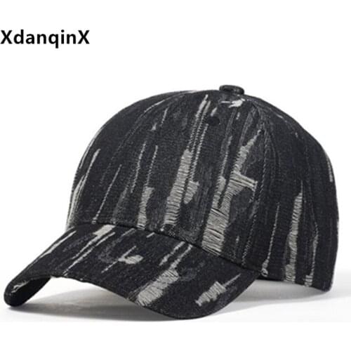 New Mens Cap Damaged Design Decorative Baseball Caps Trendy Fashion Casual Sports Hat Snapback Cap Novelty Cotton Tongue Cap