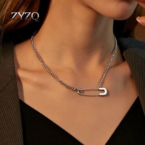 ZYZQ 2020 New Arrivals Geometric Pin Clavicle Chain Necklace For Women Girls Party Best Gifts Simple Jewelry Wholesale