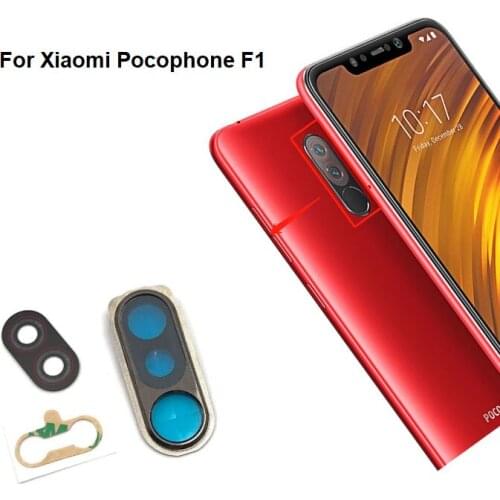 New Back Camera Glass For For Xiaomi Pocophone F1 Poco Rear Camera Glass Lens With Cover Frame Holder And Glue Sticker Adhesive