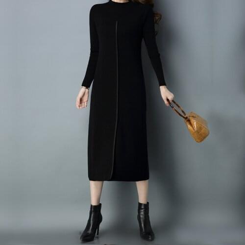 New womens long warm dress in autumn and winter 2020